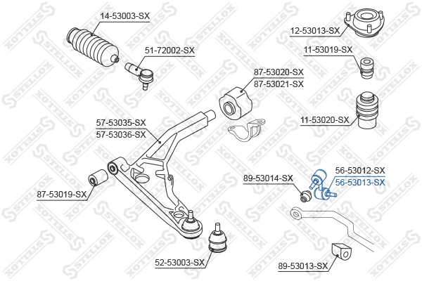 Entretoise/tige, stabilisateur STELLOX 56-53013-SX