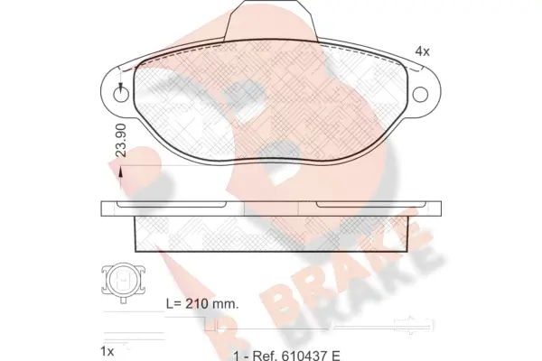 Kit de plaquettes de frein, frein à disque R BRAKE RB1844