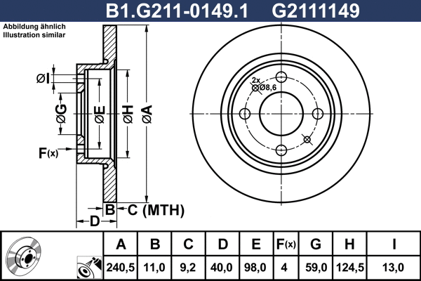 Disque de frein GALFER B1.G211-0149.1
