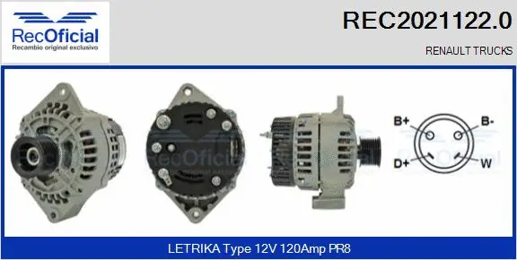 Alternateur RECOFICIAL REC2021122.0