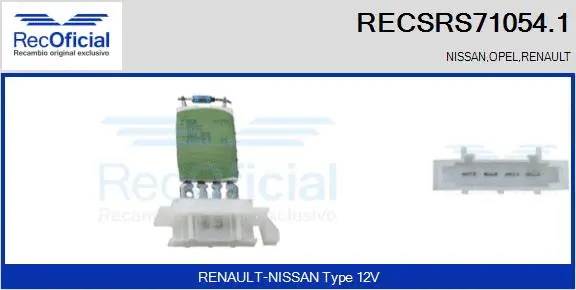 Résistance, pulseur d'air habitacle RECOFICIAL RECSRS71054.1