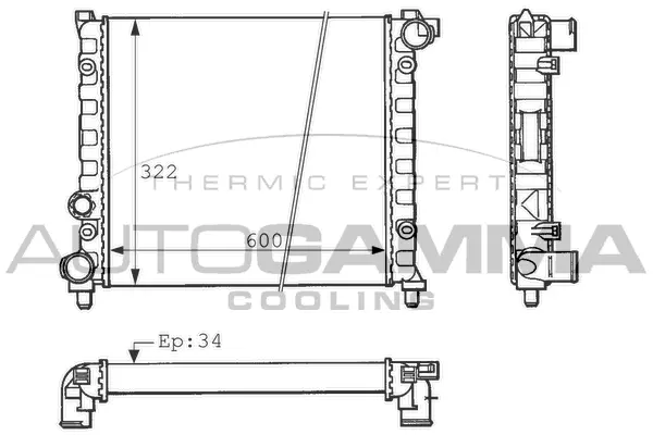 Radiateur, refroidissement du moteur AUTOGAMMA 100954
