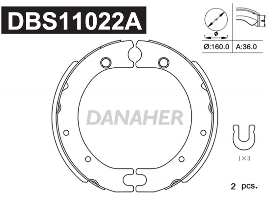 Jeu de mâchoires de frein, frein de stationnement DANAHER DBS11022A