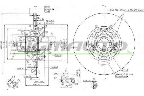 Disque de frein SIGMAUTO DBC602S