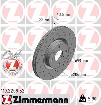 Disque de frein ZIMMERMANN 110.2209.52