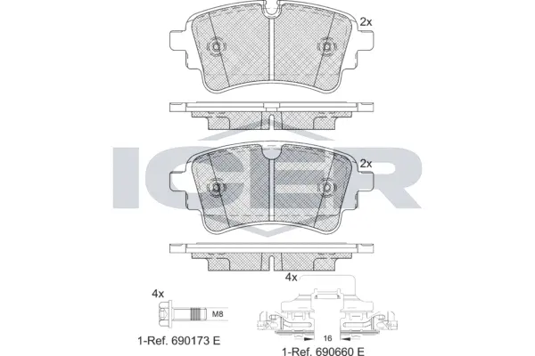 Kit de plaquettes de frein, frein à disque ICER 182256-208