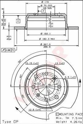 Disque de frein VILLAR 628.2119