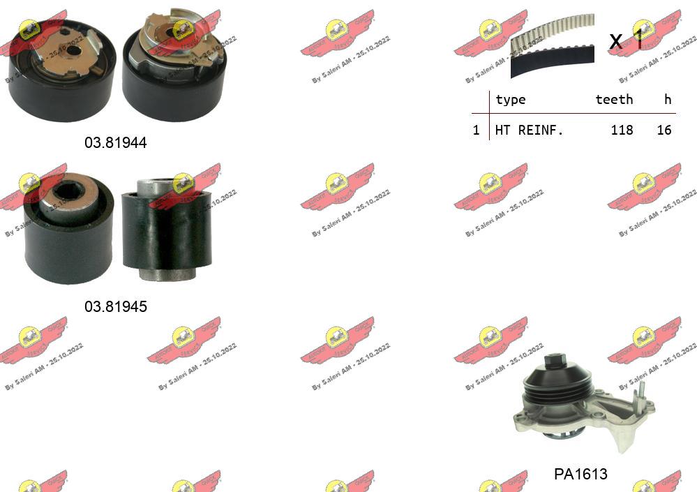 Pompe à eau + kit de courroie crantée AUTOKIT 04.5356PA2