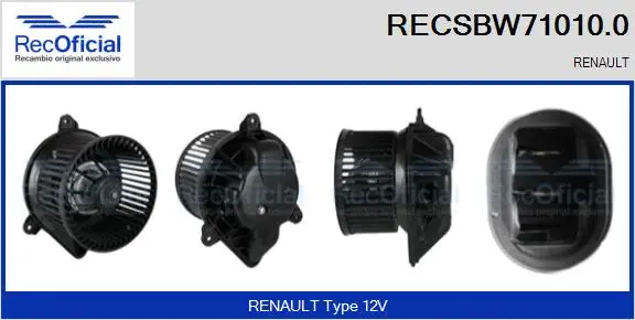 Pulseur d'air habitacle RECOFICIAL RECSBW71010.0