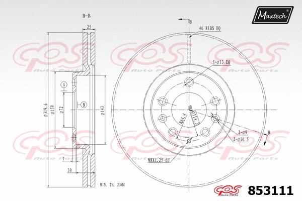 Disque de frein MAXTECH 853111