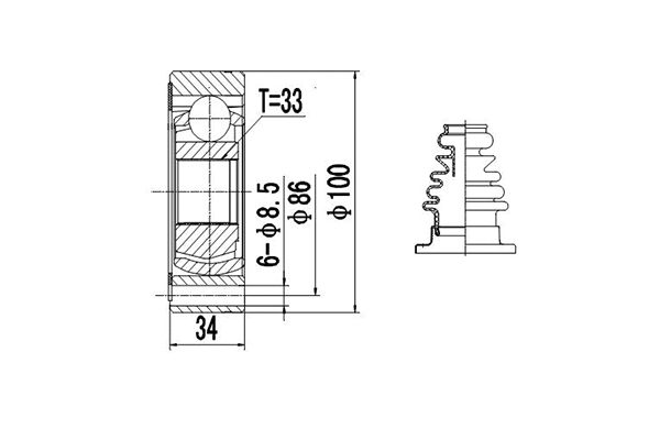 Jeu de joints, arbre de transmission DYNAMATRIX DCV603003