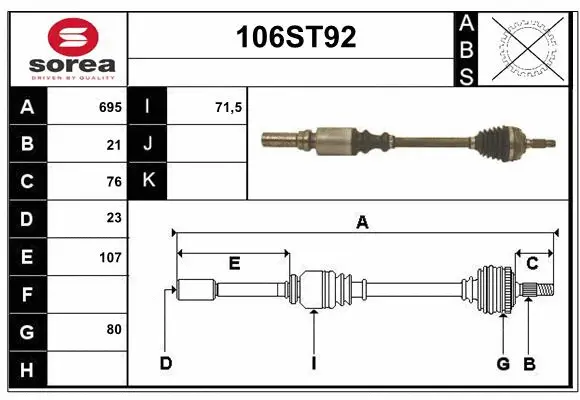Arbre de transmission STARTCAR 106ST92
