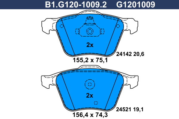 Kit de plaquettes de frein, frein à disque GALFER B1.G120-1009.2