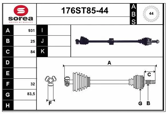 Arbre de transmission STARTCAR 176ST85-44