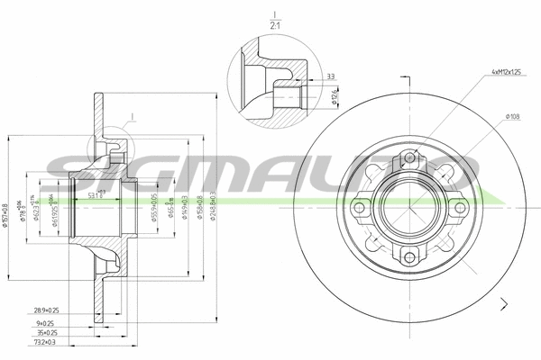 Disque de frein SIGMAUTO DBB696S