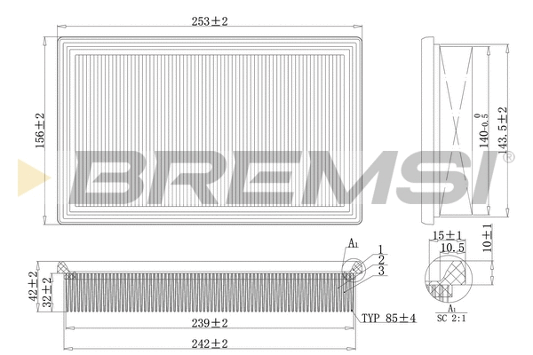 Filtre à air BREMSI FA2140