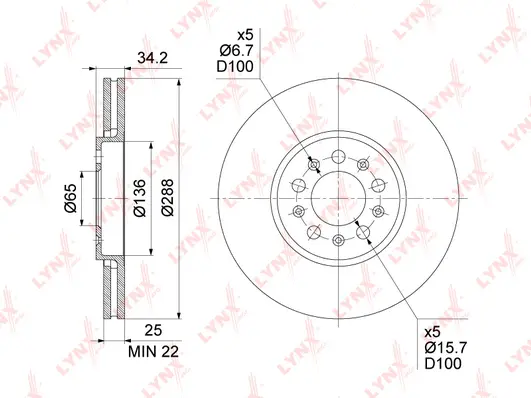 Disque de frein LYNXAUTO BN-1234