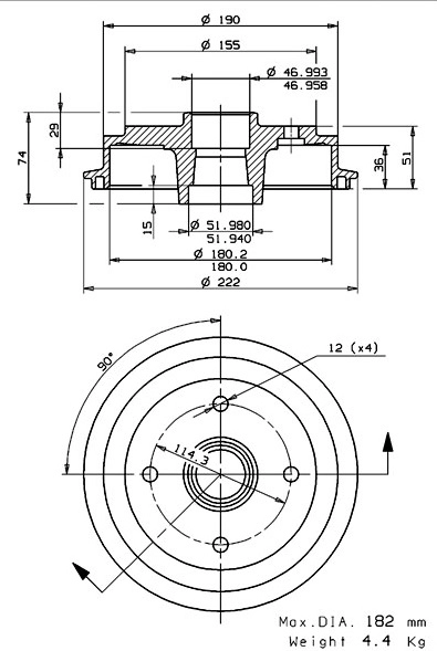Tambour de frein VILLAR 627.0244