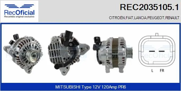 Alternateur RECOFICIAL REC2035105.1