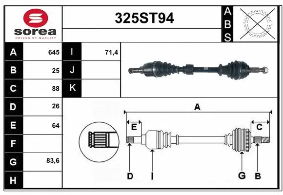 Arbre de transmission STARTCAR 325ST94