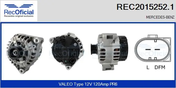 Alternateur RECOFICIAL REC2015252.1
