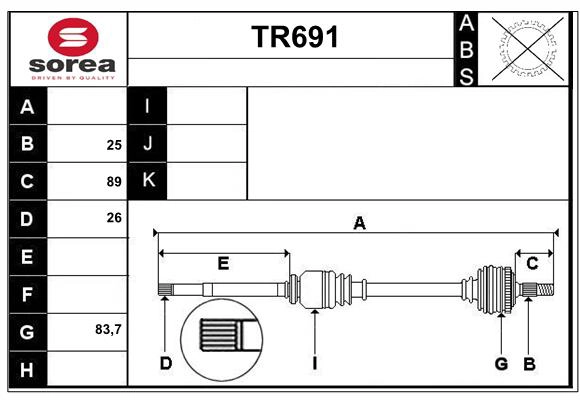 Arbre de transmission SERA TR691