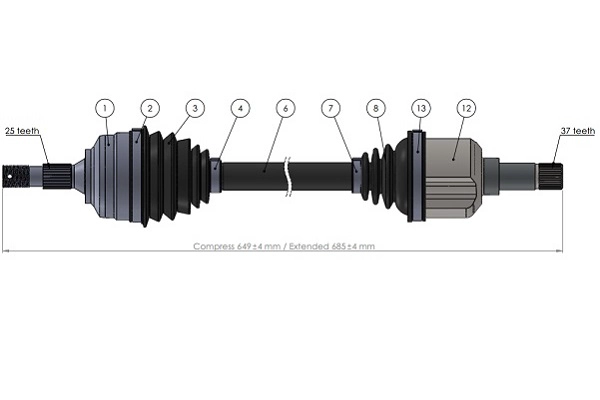 Arbre de transmission SERCORE 221879