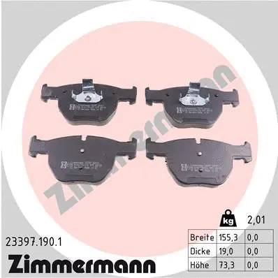 Kit de plaquettes de frein, frein à disque ZIMMERMANN 23397.190.1