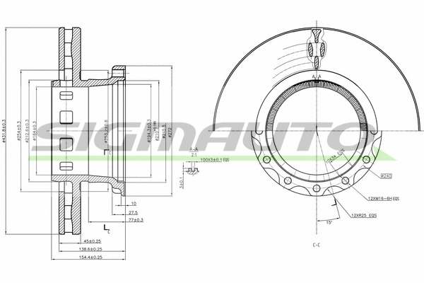 Disque de frein SIGMAUTO DB0318V