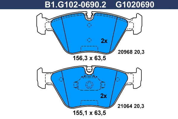Kit de plaquettes de frein, frein à disque GALFER B1.G102-0690.2