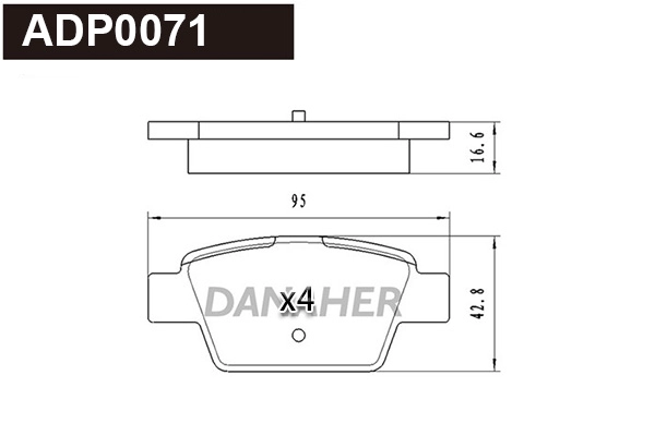 Kit de plaquettes de frein, frein à disque DANAHER ADP0071