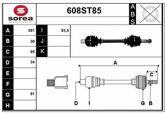 Arbre de transmission STARTCAR 608ST85