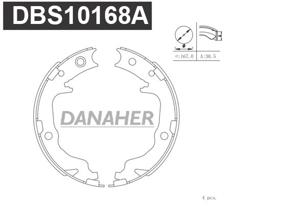 Jeu de mâchoires de frein, frein de stationnement DANAHER DBS10168A