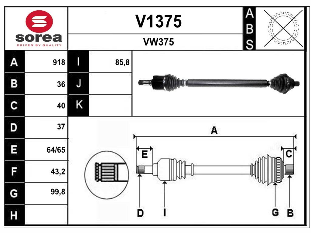 Arbre de transmission SNRA V1375