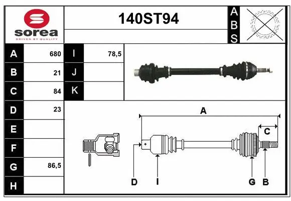 Arbre de transmission STARTCAR 140ST94