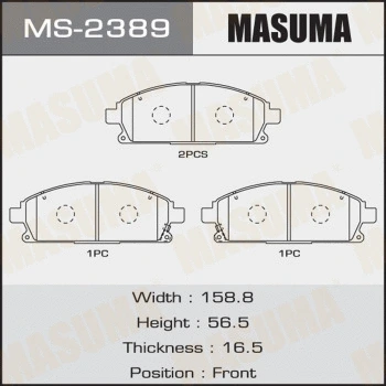 Jeu de mâchoires de frein MASUMA MS-2389