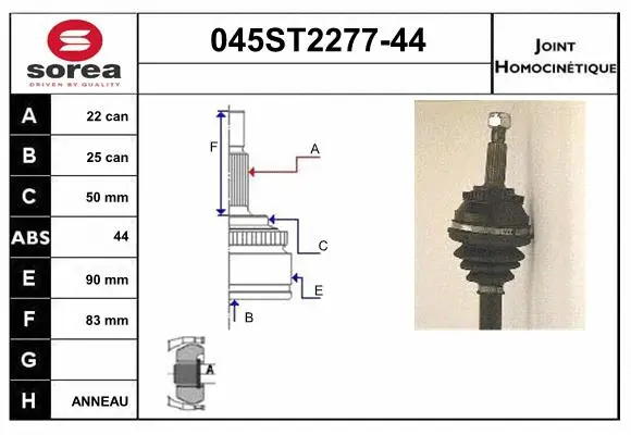Jeu de joints, arbre de transmission STARTCAR 045ST2277-44