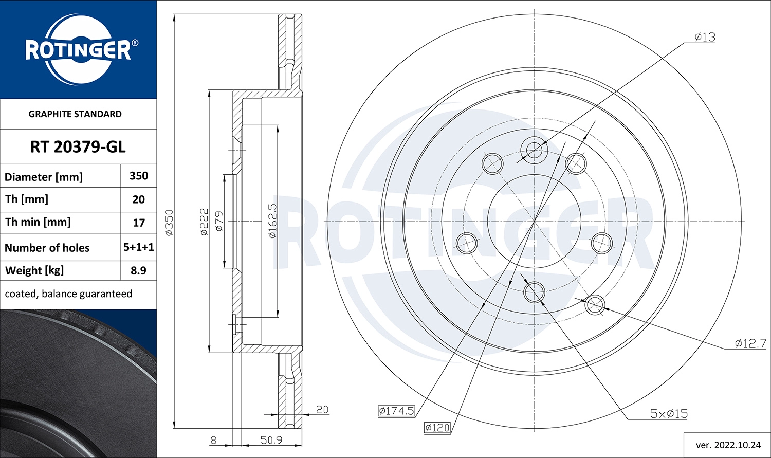 Disque de frein ROTINGER RT 20379-GL