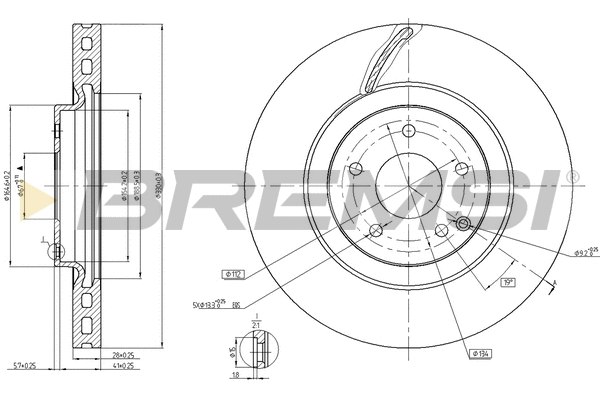 Disque de frein BREMSI CD7856V