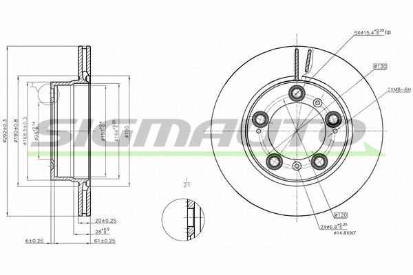 Disque de frein SIGMAUTO DBC023V
