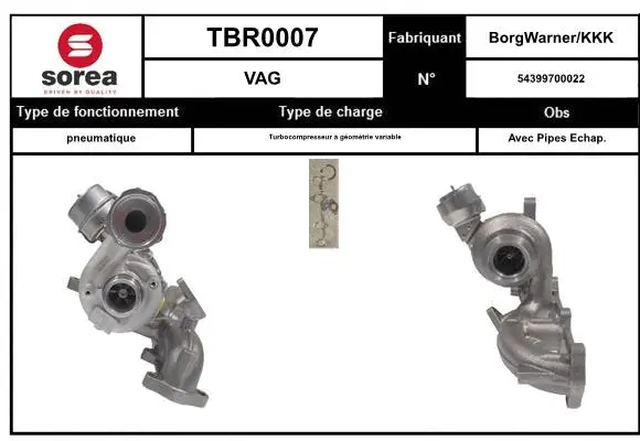 Turbocompresseur, suralimentation EAI TBR0007