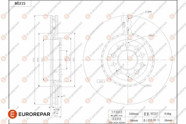 Disque de frein EUROREPAR 1684265780