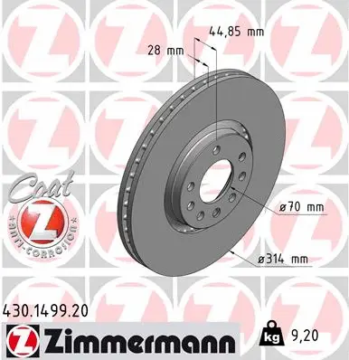 Disque de frein ZIMMERMANN 430.1499.20
