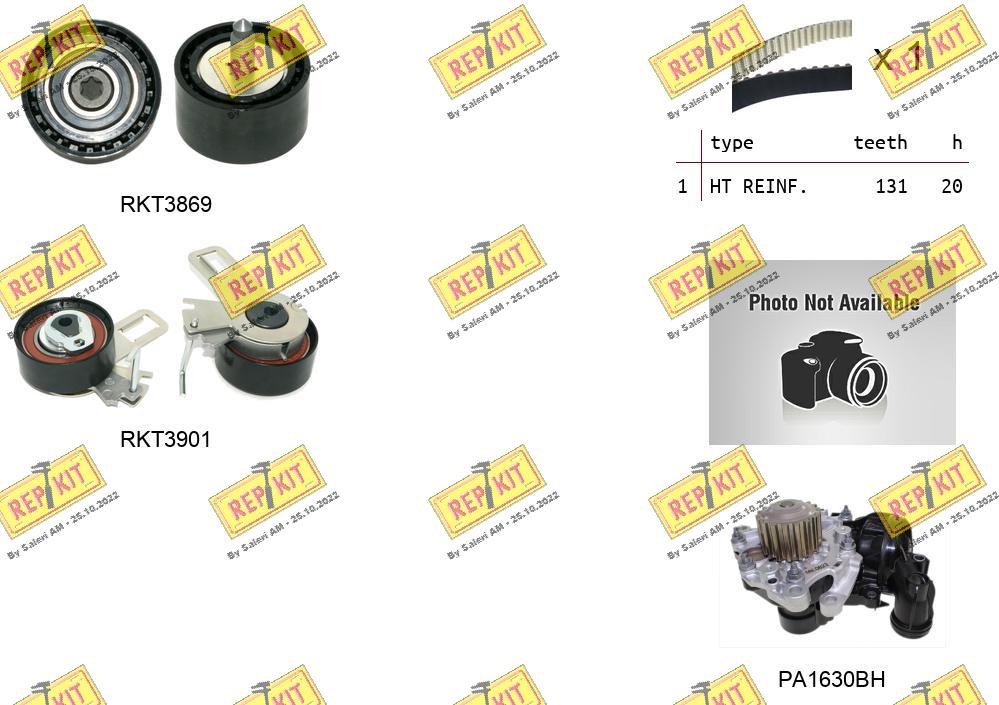 Pompe à eau + kit de courroie crantée REPKIT RKTK1287PA2