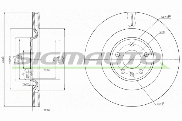 Disque de frein SIGMAUTO DBB327V