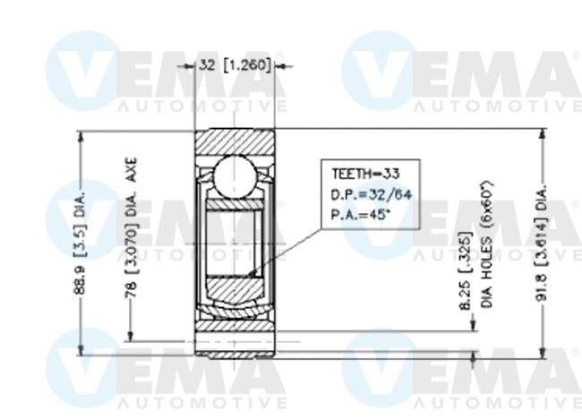 Jeu de joints, arbre de transmission VEMA 18380