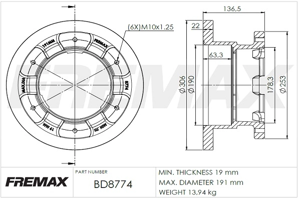 Disque de frein FREMAX BD-8774
