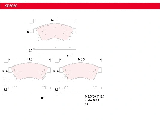 Kit de plaquettes de frein, frein à disque ASIMCO KD6060