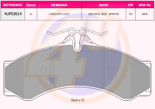 Kit de plaquettes de frein, frein à disque 4u 4UP03614