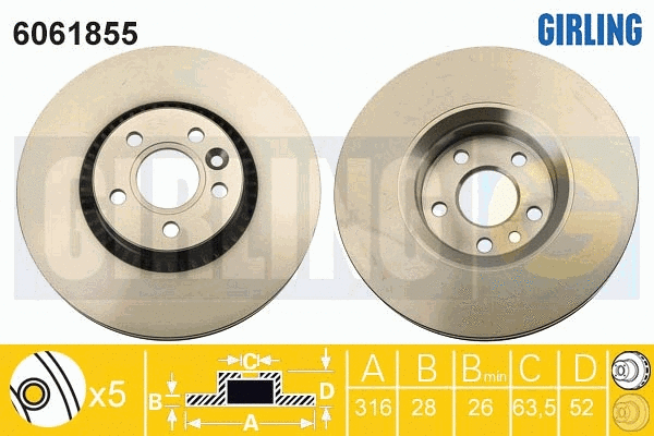 Disque de frein GIRLING 6061855